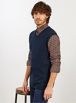 Mouwloze trui met V-hals van dun tricot - Kiabi