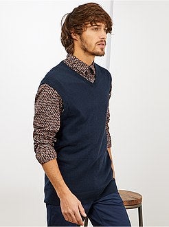 Mouwloze trui met V-hals van dun tricot - Kiabi