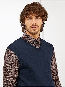 Mouwloze trui met V-hals van dun tricot - Kiabi