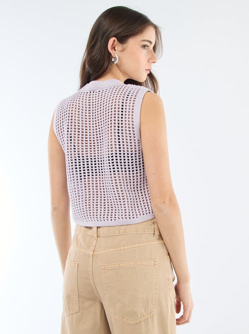 Mouwloze trui van gehaakte stof - Kiabi