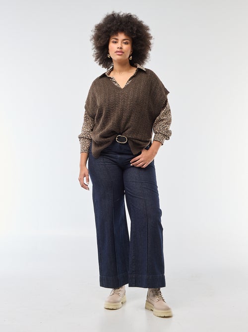 Mouwloze trui van grofgebreid kabeltricot - Kiabi