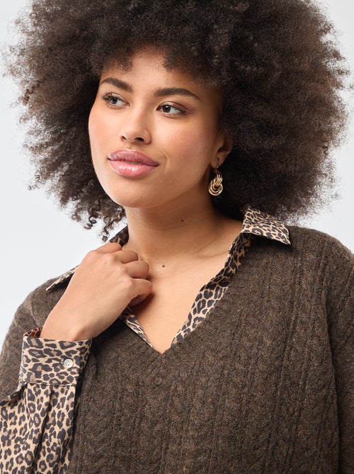 Mouwloze trui van grofgebreid kabeltricot - Kiabi