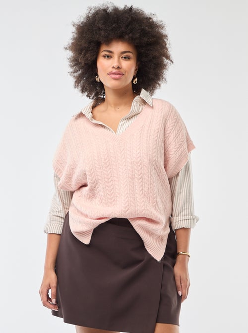 Mouwloze trui van grofgebreid kabeltricot - Kiabi