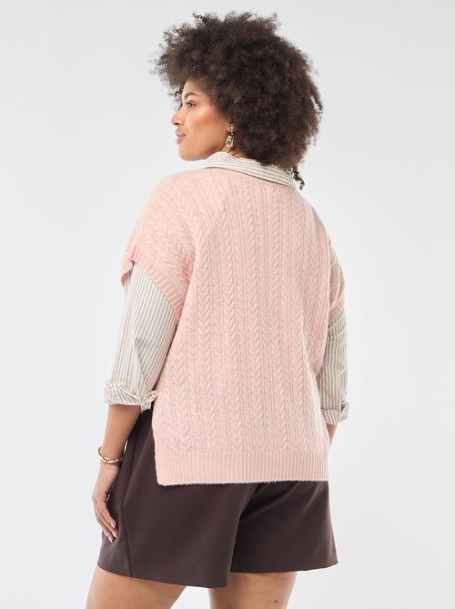 Mouwloze trui van grofgebreid kabeltricot - Kiabi