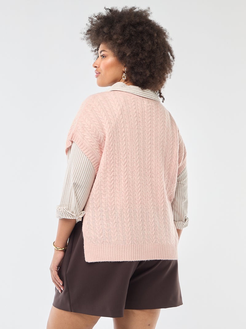 Mouwloze trui van grofgebreid kabeltricot Rose - Kiabi