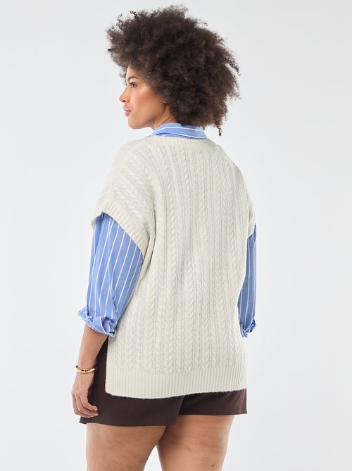 Mouwloze trui van grofgebreid kabeltricot - Kiabi
