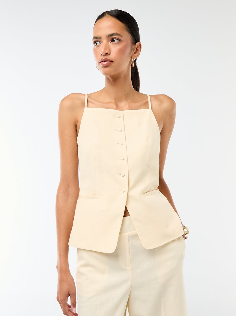 Mouwloze vest met schouderbandjes Biege - Kiabi