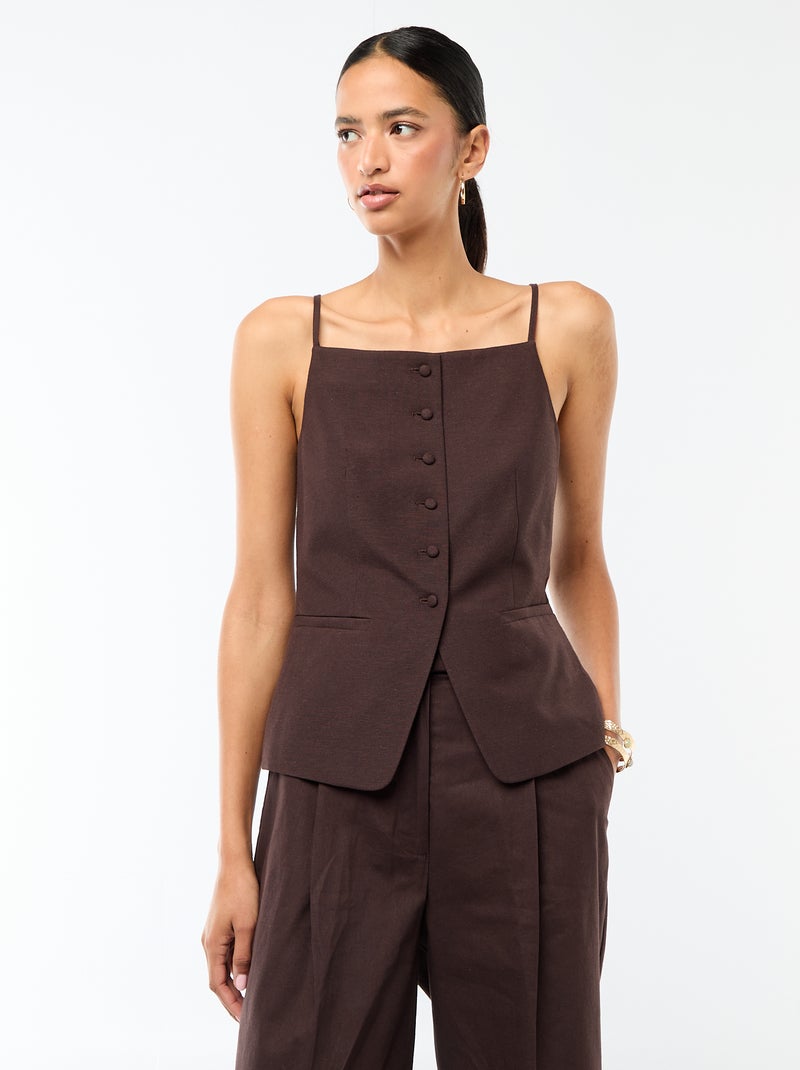 Mouwloze vest met schouderbandjes Bruin - Kiabi