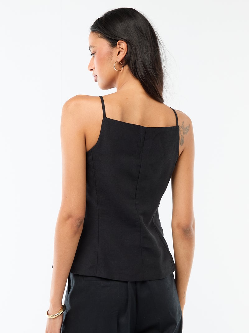 Mouwloze vest met schouderbandjes Zwart - Kiabi