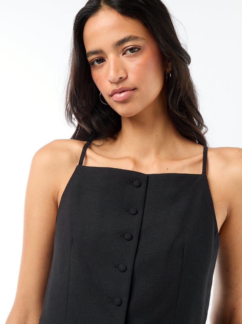 Mouwloze vest met schouderbandjes Zwart - Kiabi