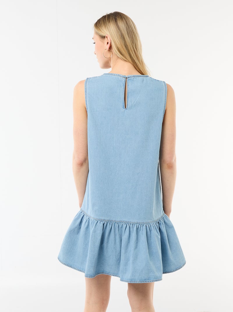 Mouwmloze denim jurk met uitlopende onderkant Blauw - Kiabi