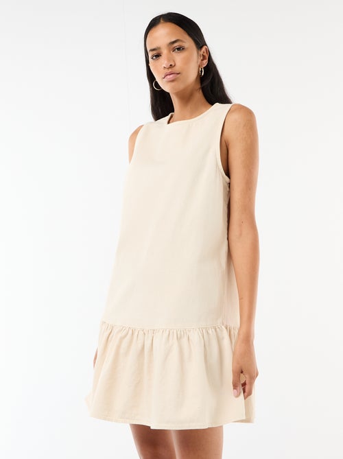 Mouwmloze denim jurk met uitlopende onderkant - Kiabi