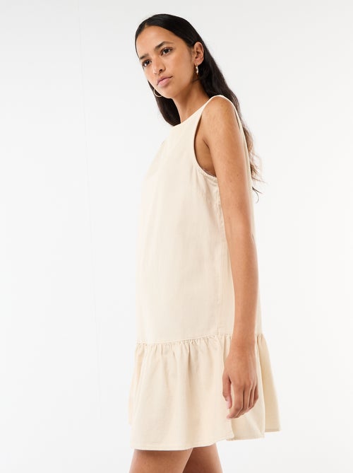 Mouwmloze denim jurk met uitlopende onderkant - Kiabi