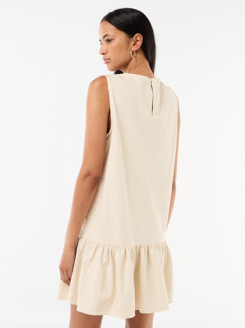 Mouwmloze denim jurk met uitlopende onderkant - Kiabi