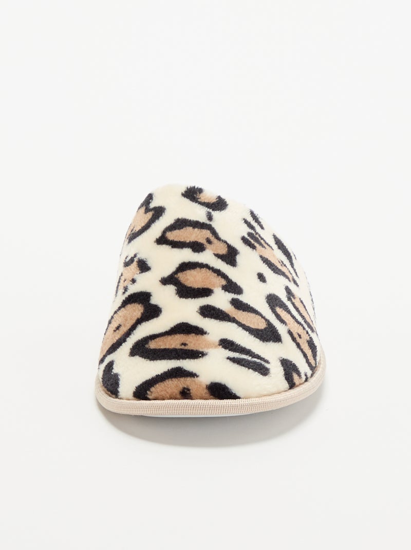 Muilpantoffels met luipaardprint Biege - Kiabi