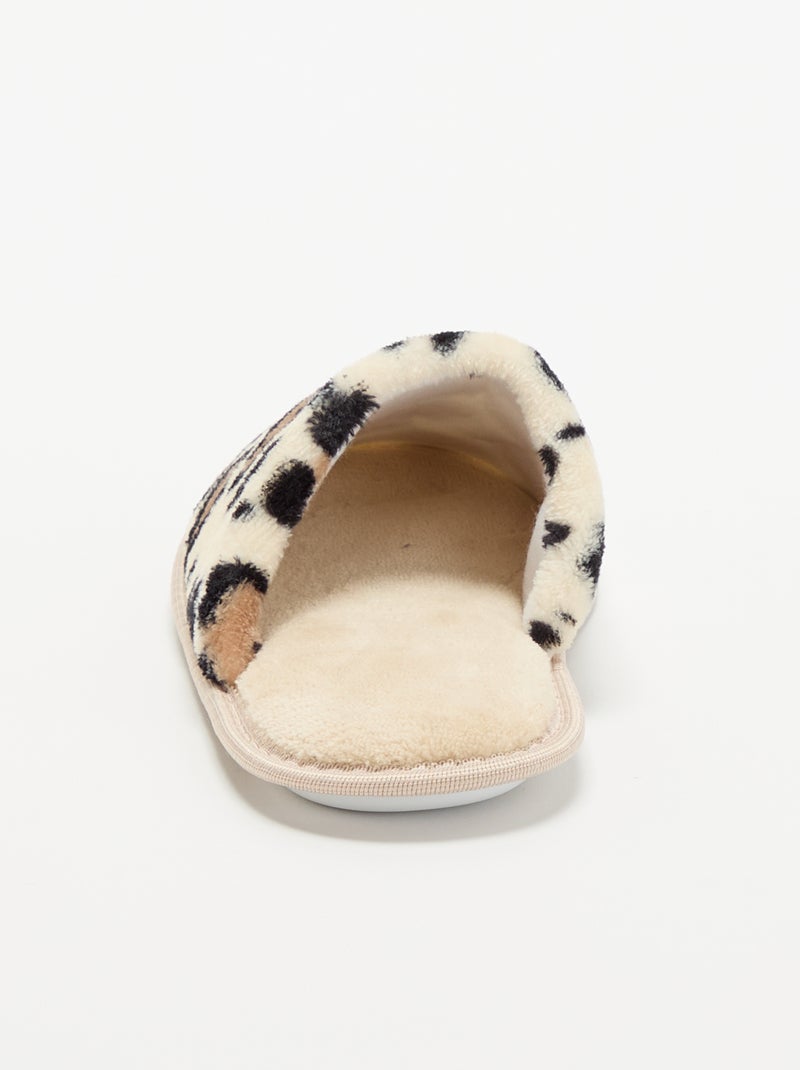 Muilpantoffels met luipaardprint Biege - Kiabi