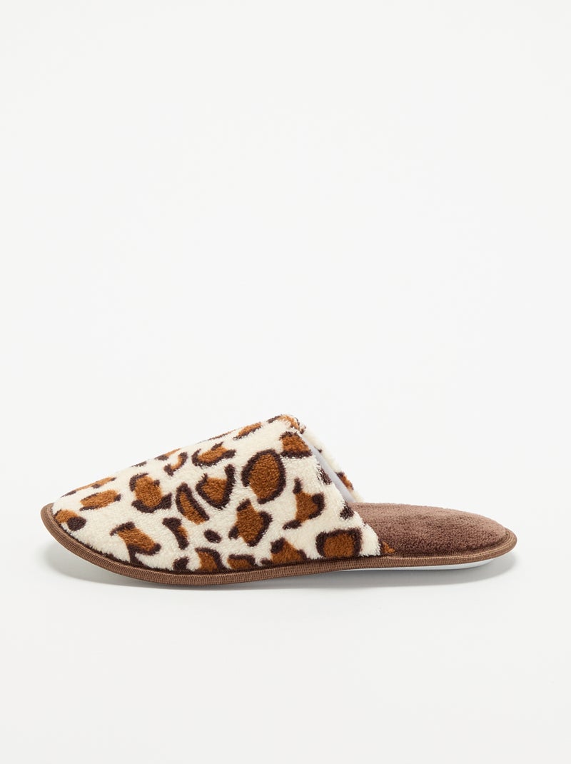 Muilpantoffels met luipaardprint Bruin - Kiabi