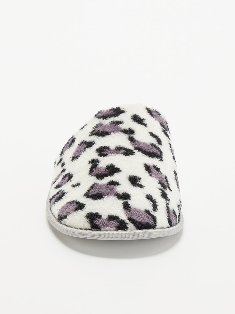 Muilpantoffels met luipaardprint Grijs - Kiabi