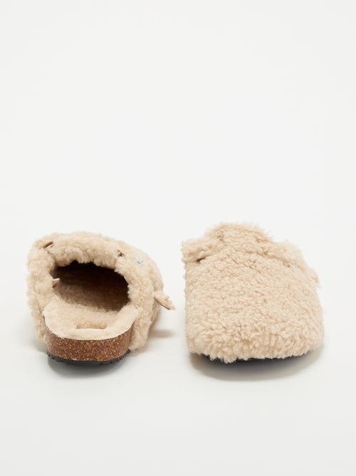 Muilpantoffels met schapenvachteffect en bandje - Kiabi