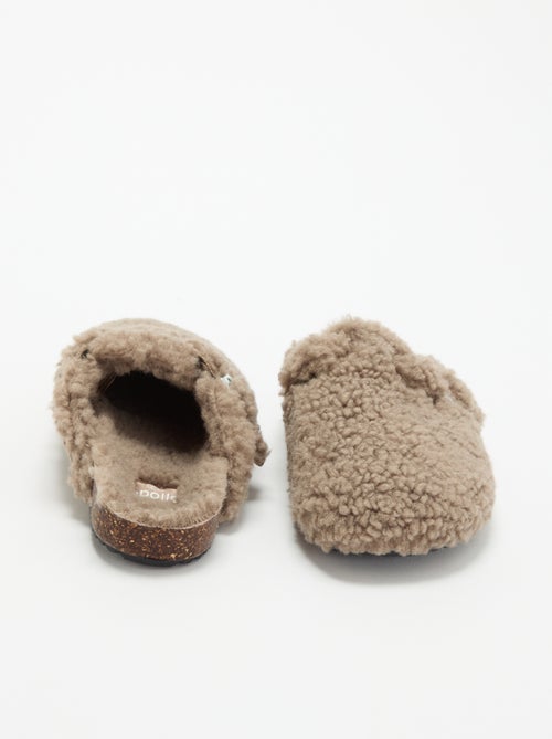 Muilpantoffels met schapenvachteffect en bandje - Kiabi