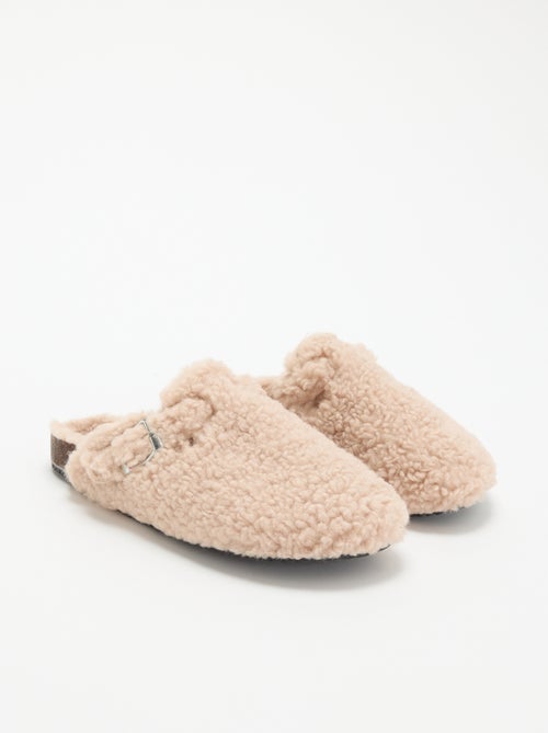 Muilpantoffels met schapenvachteffect en bandje - Kiabi