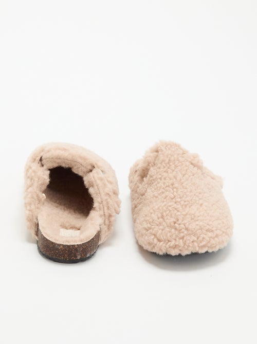 Muilpantoffels met schapenvachteffect en bandje - Kiabi