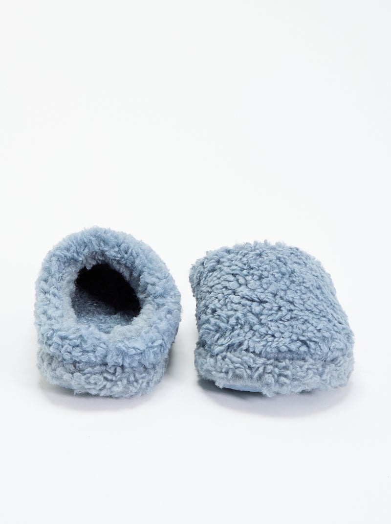 Muilpantoffels met schapenvachteffect Grijs - Kiabi