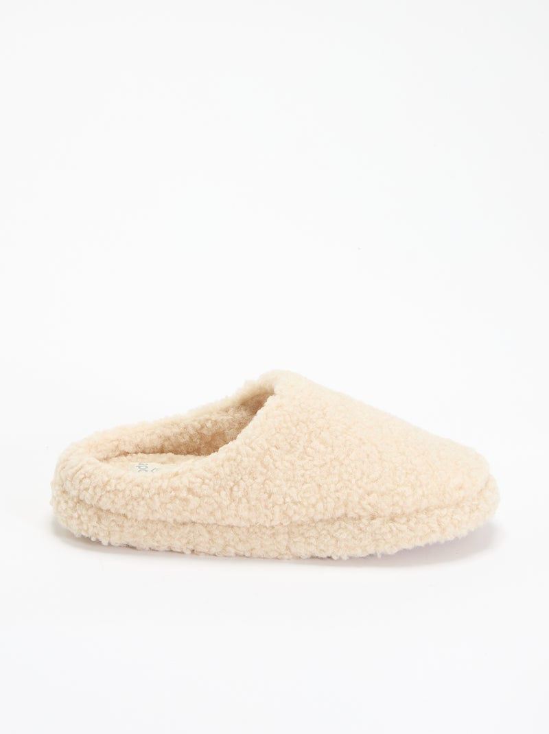 Muilpantoffels met schapenvachteffect Wit - Kiabi