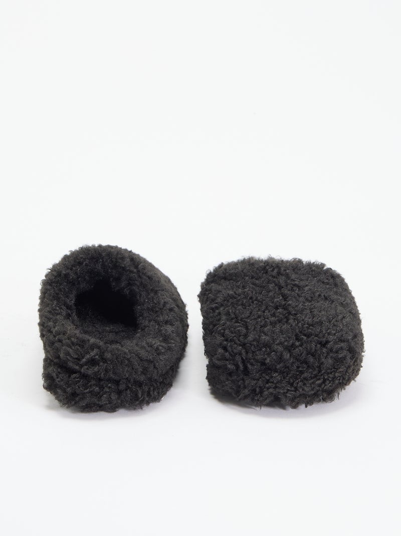 Muilpantoffels met schapenvachteffect Zwart - Kiabi