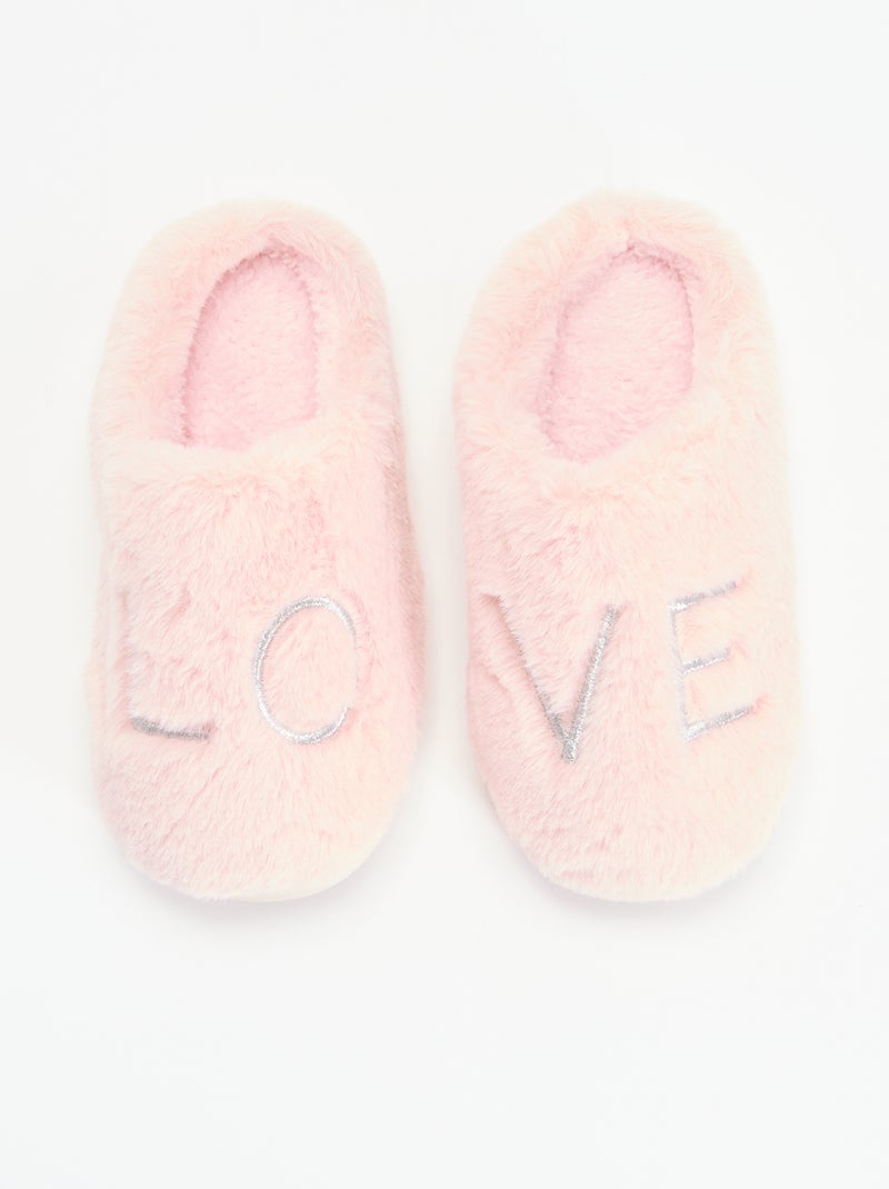 Muilpantoffels van pluchebreisel Rose - Kiabi