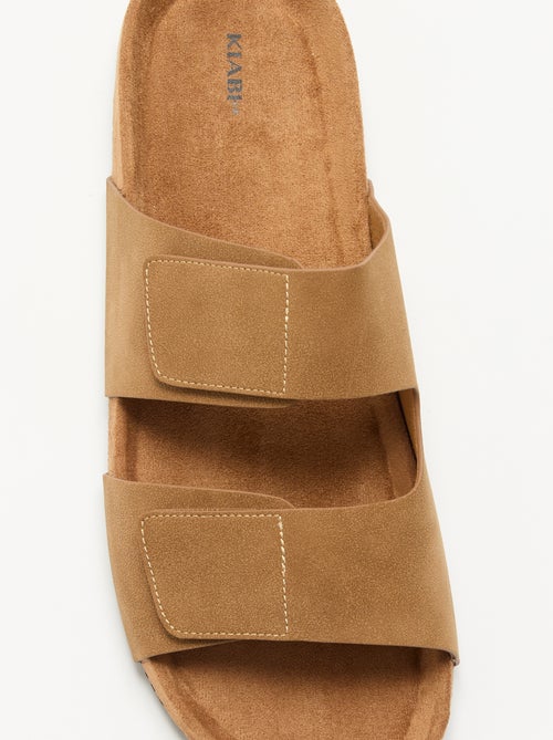 Muiltjes van suède-look met klittenbandbandjes - Kiabi