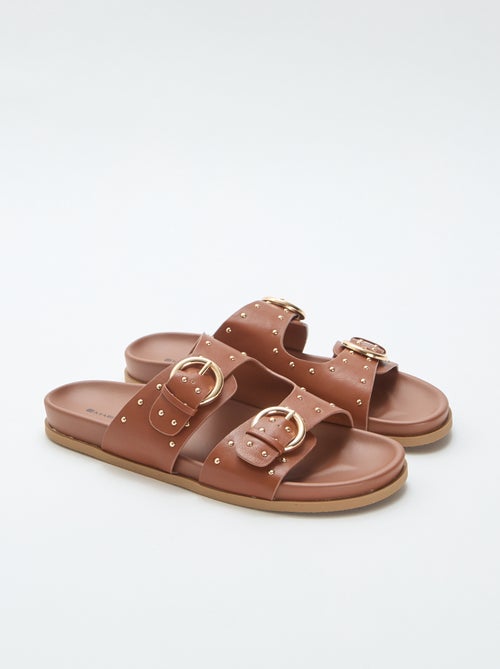 Mules met banden en goudkleurige gespen - Kiabi