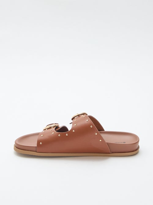 Mules met banden en goudkleurige gespen - Kiabi