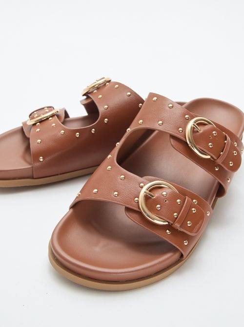 Mules met banden en goudkleurige gespen - Kiabi