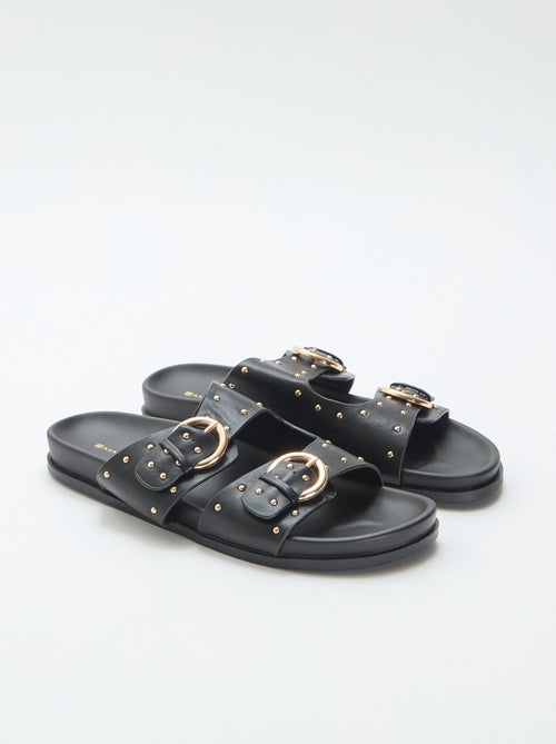 Mules met banden en goudkleurige gespen - Kiabi