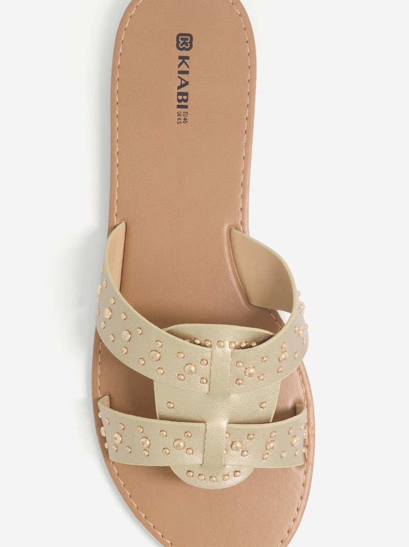 Mules met bandjes met studs Geel - Kiabi