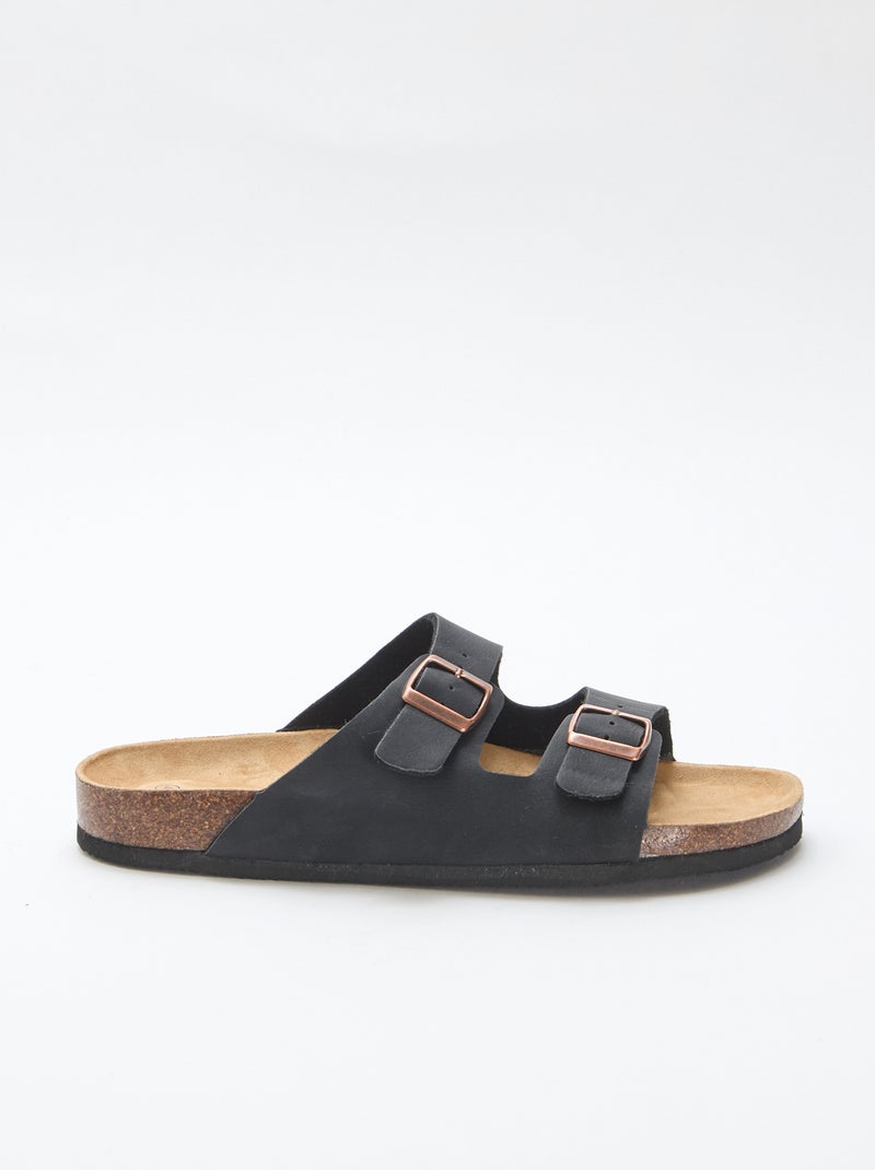 Mules met dubbele band Zwart - Kiabi