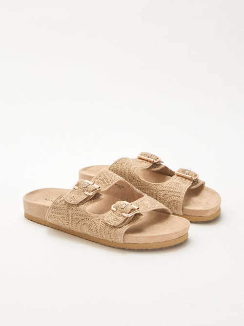 Mules met dubbele bandjes in macramé - Kiabi