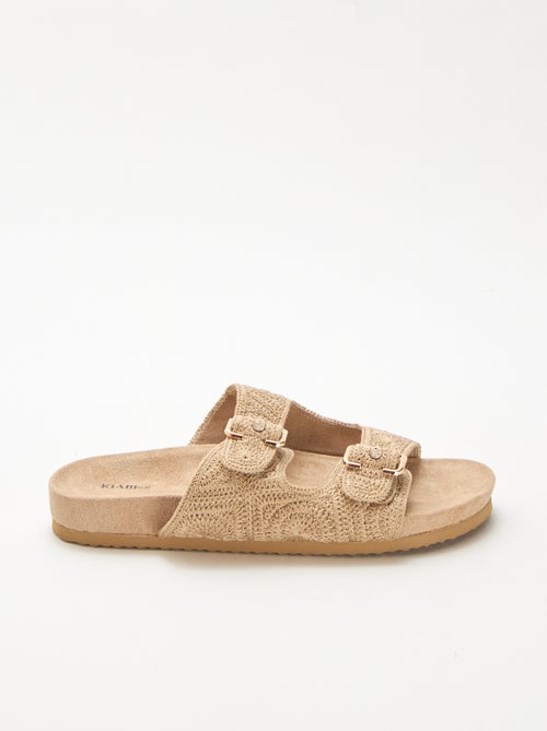 Mules met dubbele bandjes in macramé - Kiabi