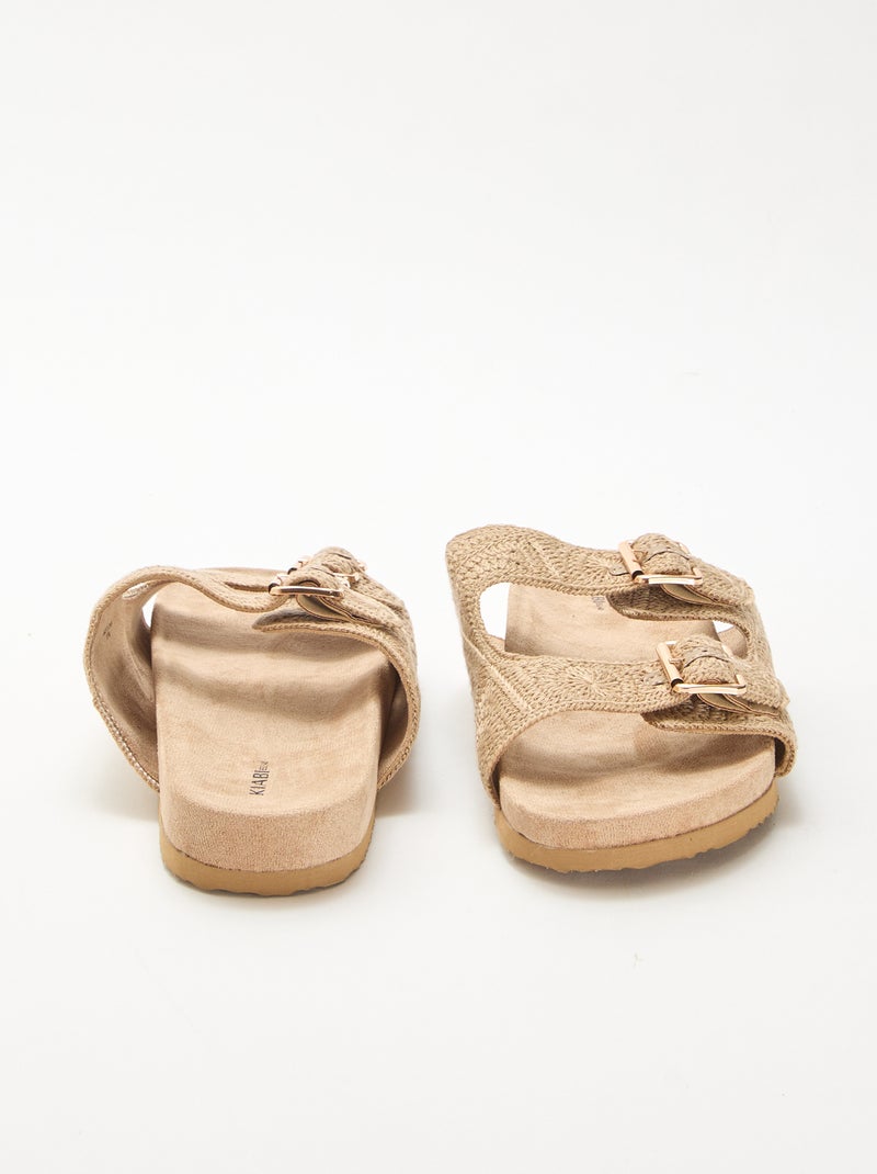 Mules met dubbele bandjes in macramé Biege - Kiabi