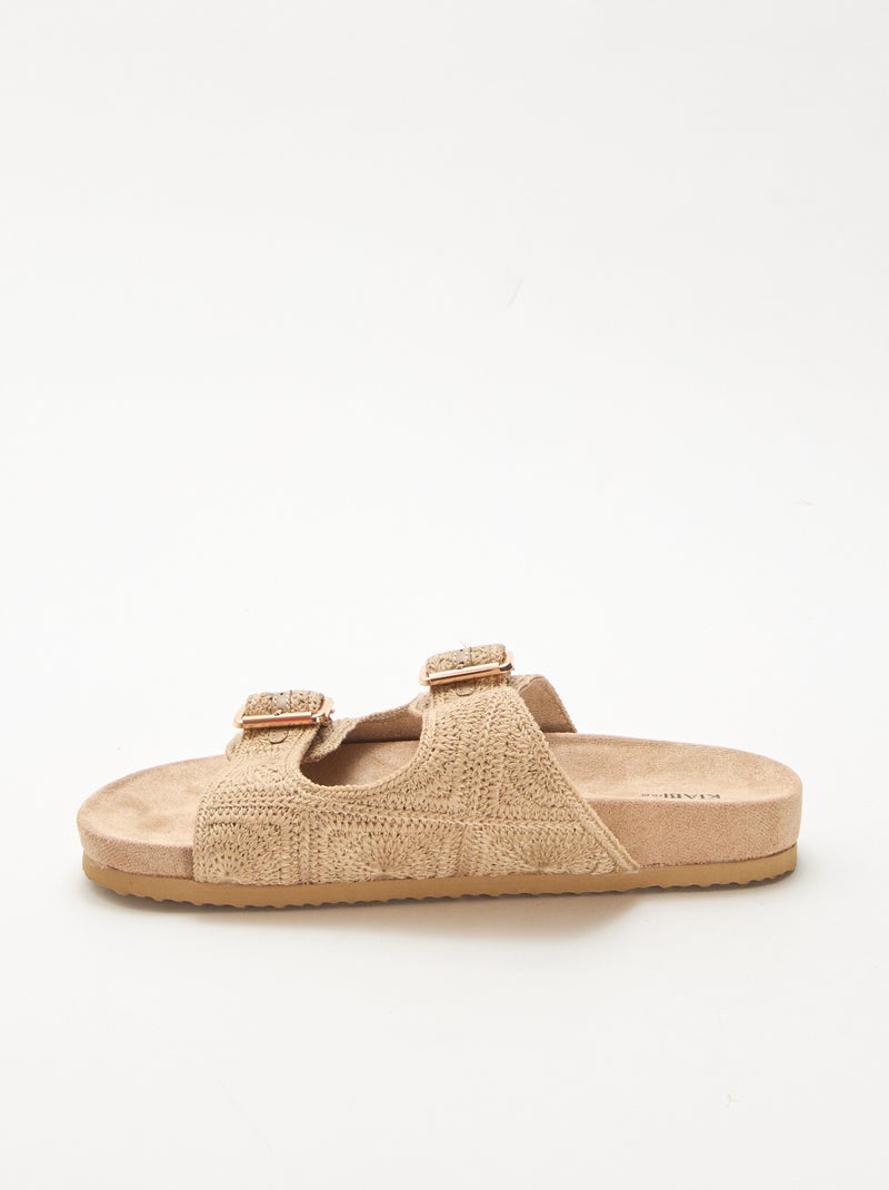 Mules met dubbele bandjes in macramé Biege - Kiabi