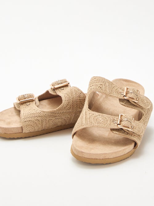 Mules met dubbele bandjes in macramé - Kiabi