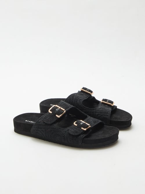 Mules met dubbele bandjes in macramé - Kiabi