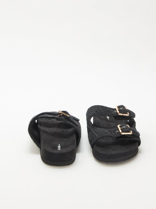 Mules met dubbele bandjes in macramé - Kiabi