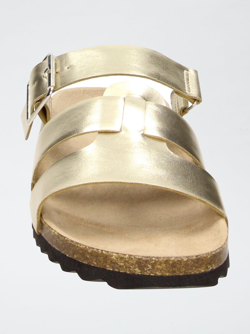 Mules met glanzende bandjes Geel - Kiabi