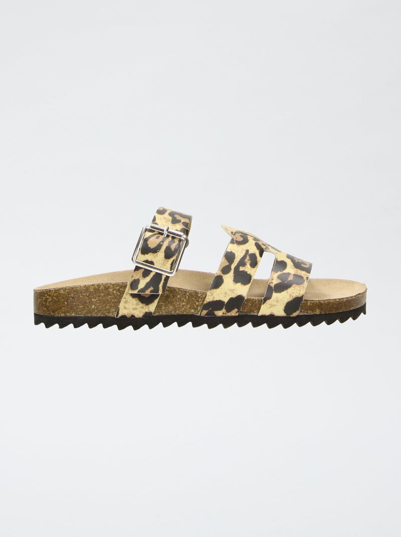 Mules met luipaardprint Bruin - Kiabi