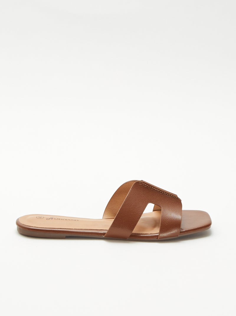 Mules van imitatieleer Bruin - Kiabi