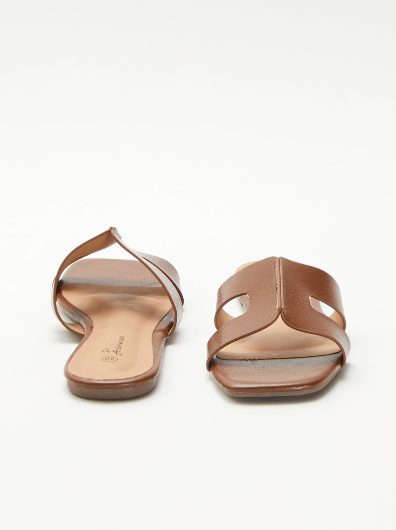 Mules van imitatieleer Bruin - Kiabi
