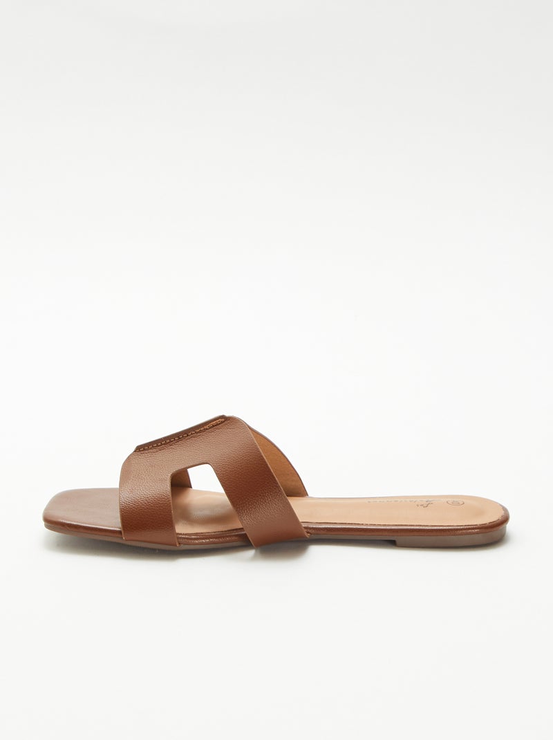 Mules van imitatieleer Bruin - Kiabi