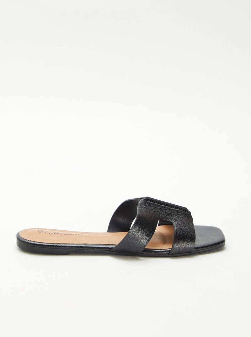 Mules van imitatieleer Zwart - Kiabi